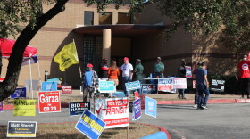 Voters at the Alzafar Shrine Temple in San Antonio around 9 a.m. on Election Day 2020.