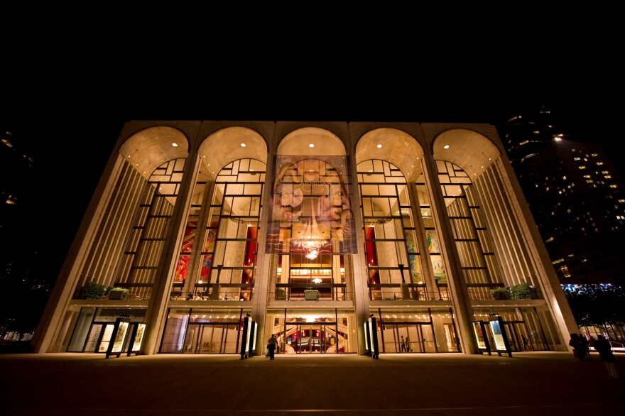 The Metropolitan Opera House, exterior at night. Photo: Jonathan Tichler/Metropolitan Opera