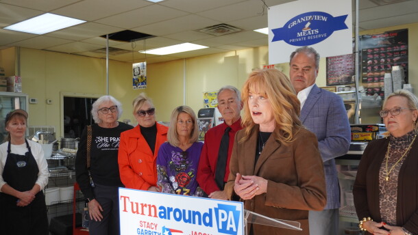 Stacy Garrity, the Republican candidate for Pennsylvania governor, made a campaign stop Friday in Altoona at Kepner’s Grandview Meats.