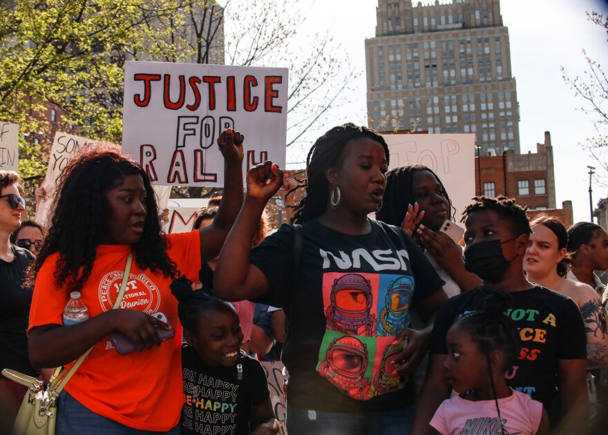 Denise and Linda Deah attended the rally with their children Tuesday to support Ralph Yarl. The women know Yarl's family from a Liberian church in Kansas City. They say in their culture, people take care of each others' children like their own, so it feels like Yarl could be their son.