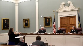 Audriana Mekula, an attorney with the New Hampshire Department of Justice, makes her case to the New Hampshire Supreme Court during oral arguments on Mar. 26, 2026