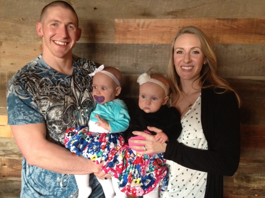 Terran Echegoyen-McCabe, her husband and 10-month-old twins.