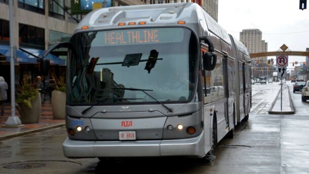 A picture of a GCRTA bus.