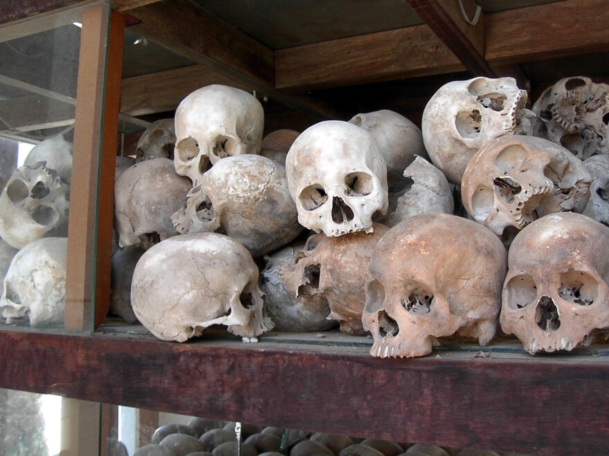 Skulls of Khmer Rouge victims. 