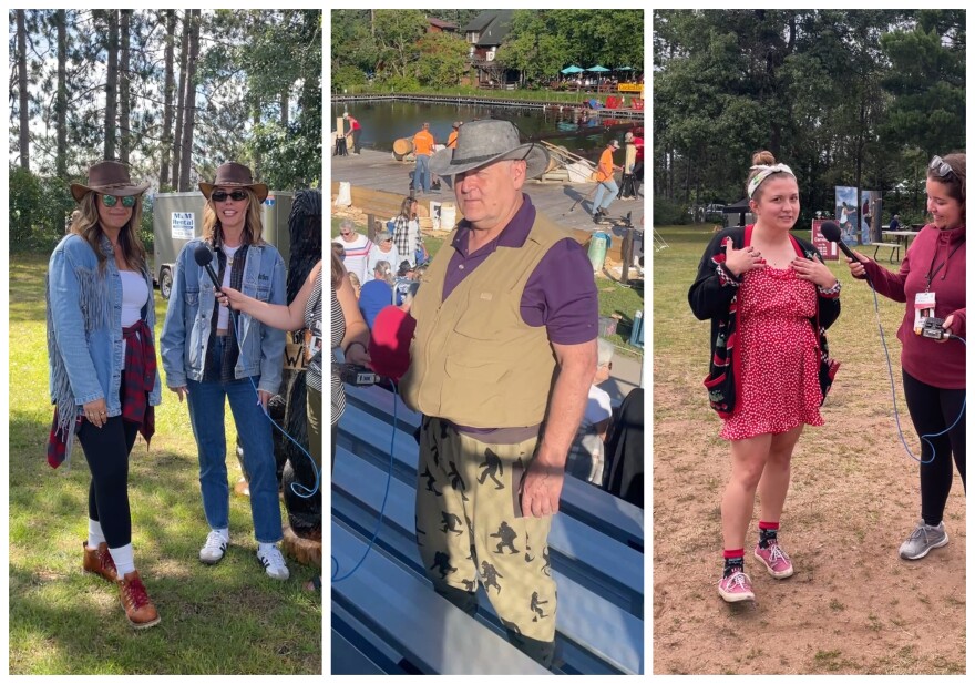Lumberjack World Championship attendees sport anything from western wear to Sasquatch memorabilia and movie-themed socks at the 2025 events in Hayward, Wisconsin.