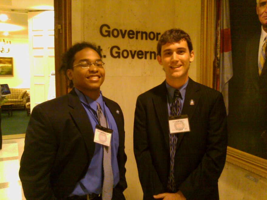 Left to Right: Lt. Governor Michael Sampson from Florida State University Model Legislature Governor John Knotts from University of Florida
