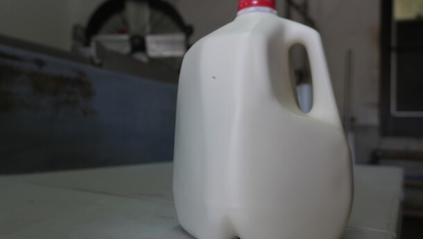 Newly packaged gallon of raw milk