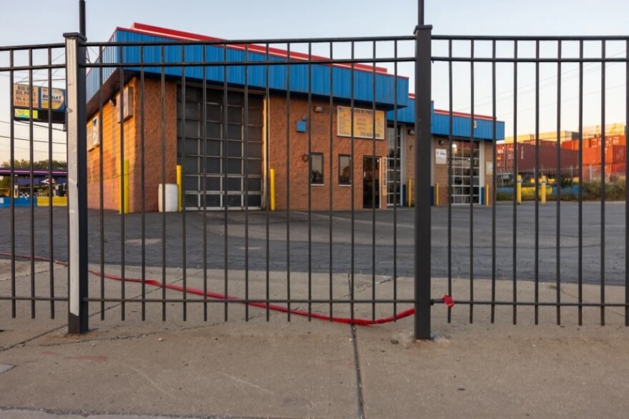Employees of Big Rig Oil Pros in Brighton Park treated Marimar Martinez after she was shot Saturday. FBI agents later showed up and put red crime scene tape around the building.