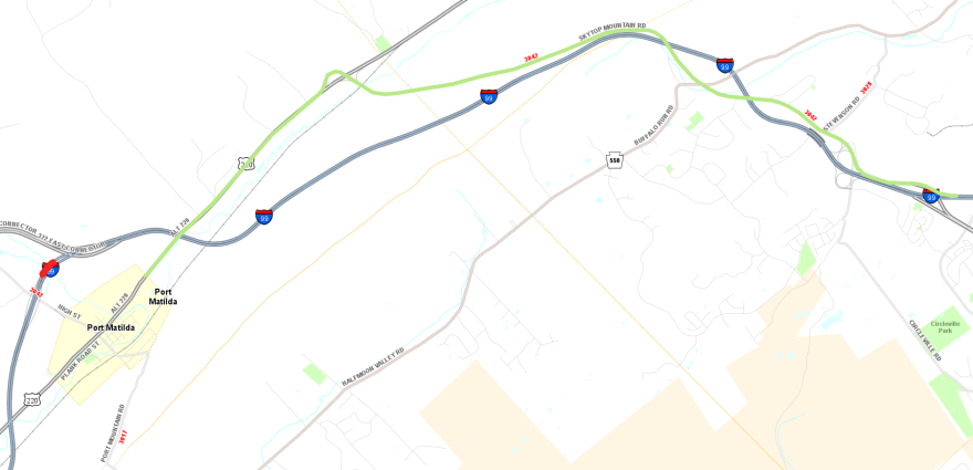 This map shows the detour drivers will follow on I-99 southbound starting on Tuesday. 