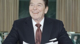 President Ronald Reagan poses for photographers in the Oval Office of the White House, Jan. 11, 1989 after delivering a televised farewell address to the nation. In the parting address, Reagan said that during his eight years in office, "we meant to change a nation and instead we changed a world."