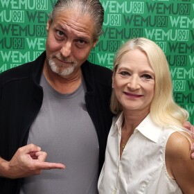 WEMU's own David Fair and Rebekah Warren, the new host of "Issues of the Environment," at the Timko Broadcast Center.