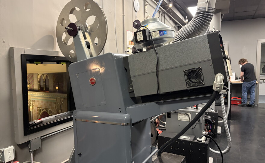The projection room in the balcony of Milwaukee's Oriental Theatre houses all of the machines needed to show film on film year-round.