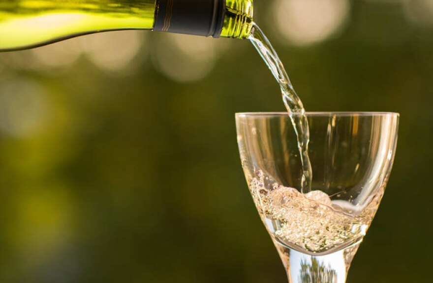 Wine poured into a glass