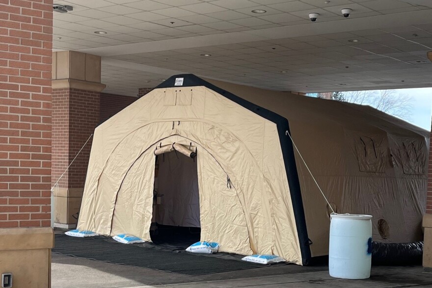 Union Health has set up a portable medical tent to accommodate the influx of patients with respiratory illnesses.