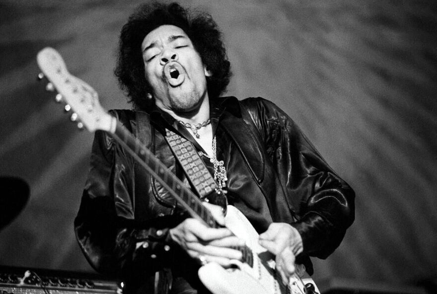 Photo of Jimi Hendrix taken by Baron Wolman, the trailblazing first chief photographer of Rolling Stone magazine.