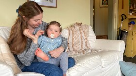 Abbie Reed and her daughter, Clara at Reed's home in Wheeler, Ore. on Oct. 22