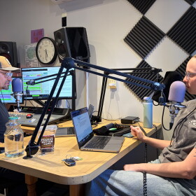 Audrey McCabe (right), and Brody Wilson (left) hosting a special live episode of Local Motion from Studio M in downtown Montrose. (yes we were fueled by peanut butter cups)