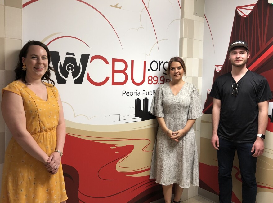 Distillery Labs gBETA program manager Danielle Scarzello, left, joins Foraged Roots Apothecary founder and CEO Lily Scalf and Galacto Corporation founder and CEO Daniel Mueller in the WCBU studios. Foraged Roots and Galacto are two of the five startups selected for the latest gBETA cohort.