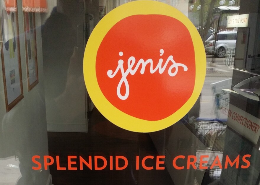 Jeni's Splendid Ice Cream logo on shop door