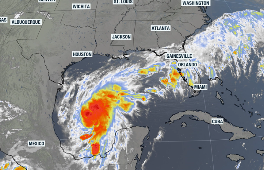 Satellite photo of Tropical Storm Isaias.