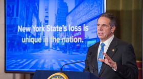 Gov. Andrew Cuomo gives his budget address on Jan. 19, 2021.
