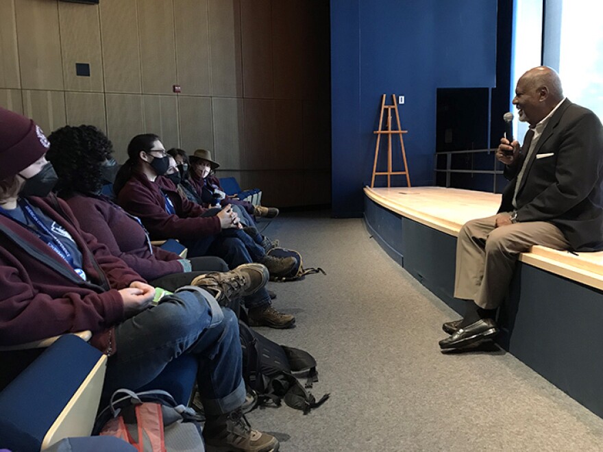 Former NPS Director Bob Stanton answers questions from NPS Academy participants at the Craig Thomas Discovery and Visitor Center at Grand Teton National Park on Tuesday, March 22.