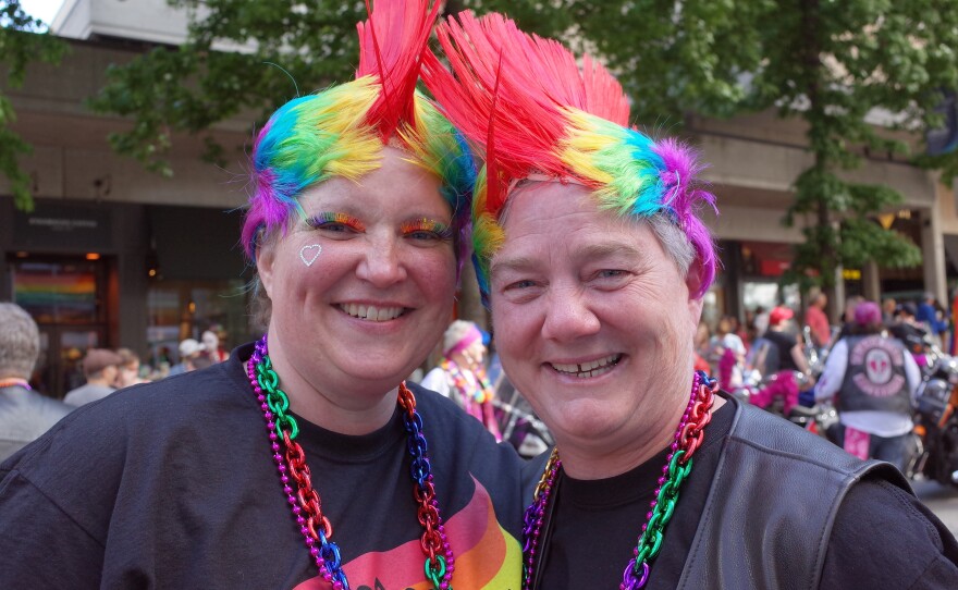 Barb Brown and Ozzie Wheeler met at the pride parade last year. They said they considered the possibility of violence at this year's parade. But Wheeler said, 'I'd rather come out and risk being slaughtered for who I am than live in the closet.'