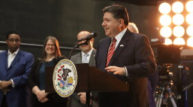 Gov. JB Pritzker announced in March an expansion of the state’s film tax credit at a news conference at the Cinespace Studio on Chicago’s West Side.