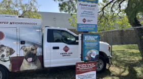 A pet microchip station at the District 5,6 and 7 fire station location at 4140 Culebra Rd., San Antonio, TX.