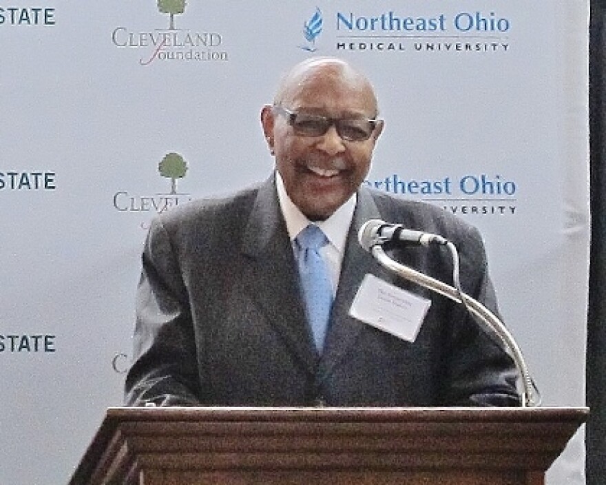 Former U.S. Rep. Louis Stokes speaks at an event at Cleveland State University this year. (Karly Kovac / ideastream)
