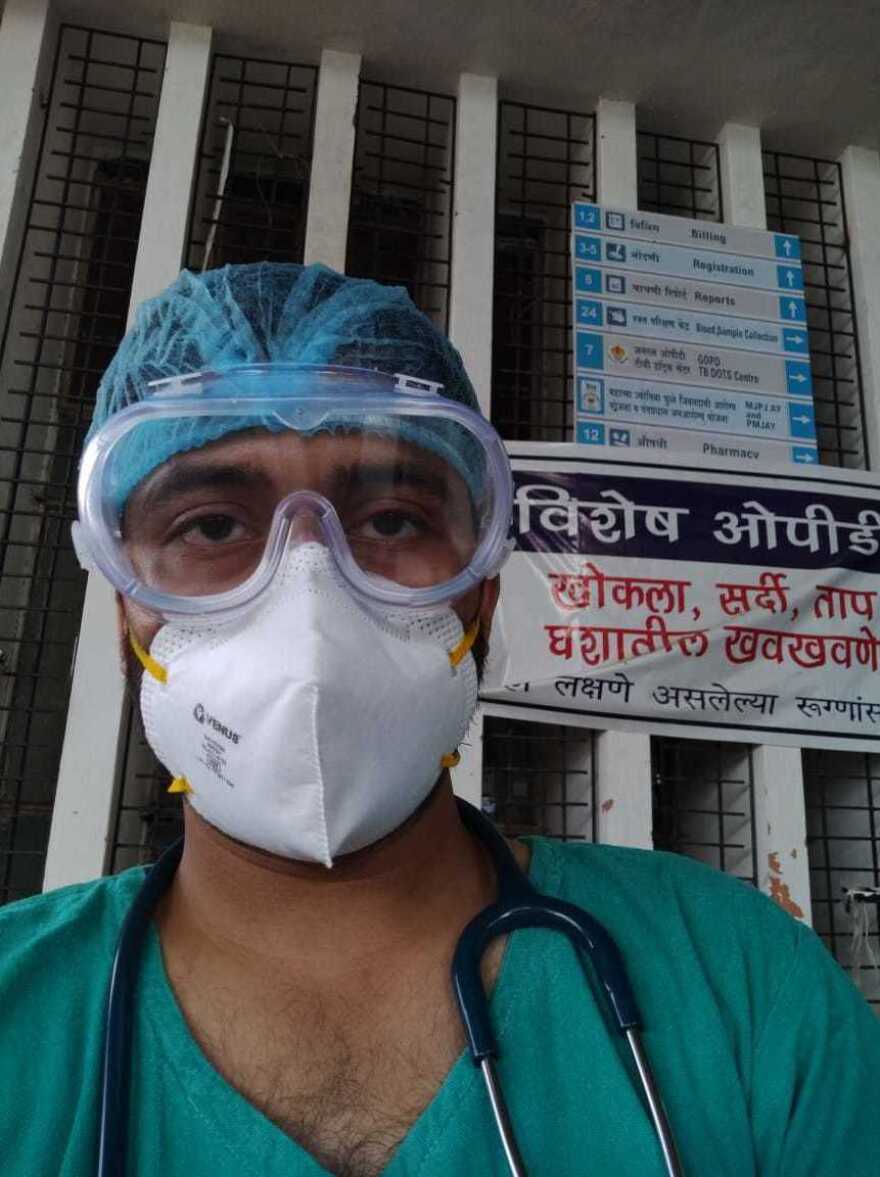 Dr. Shiv Joshi, 27, in an undated selfie after a long day of work at a fever clinic in rural Sevagram, central India.