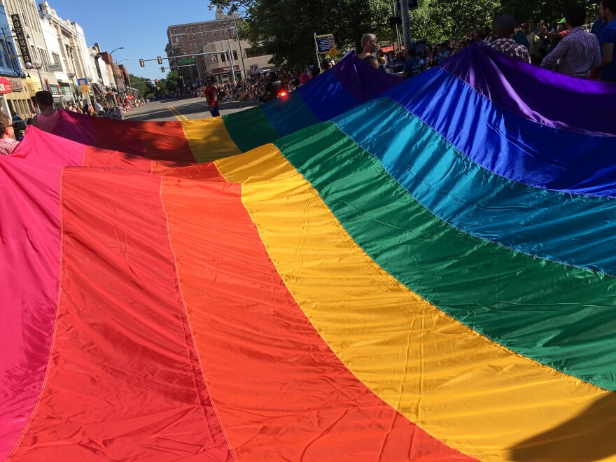 Out Loud Chorus with the Jim Toy Center at the Ann Arbor 2017 Pride Parade.