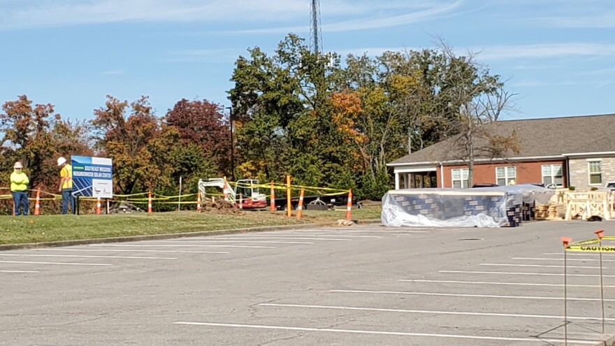 Beginning of construction in the Show ME Center parking lot.