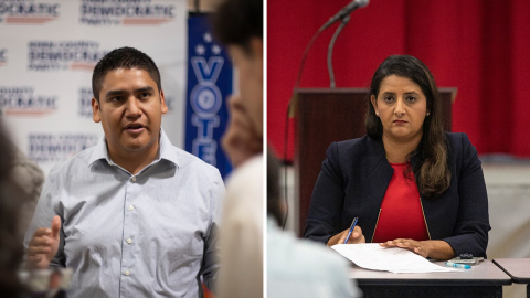 From left, Randy Villegas and Assemblymember Jasmeet Bains, Democratic candidates for California’s 22nd Congressional District.