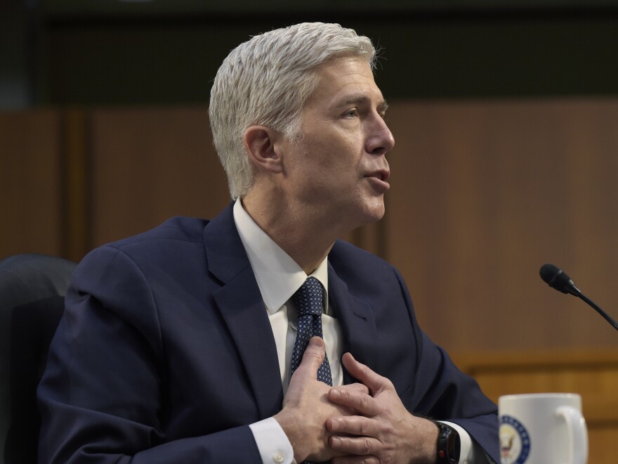 Supreme Court Justice nominee Neil Gorsuch testifies during his confirmation hearing before the Senate Judiciary Committee on Wednesday, March 22, 2017. (AP Photo/Susan Walsh)