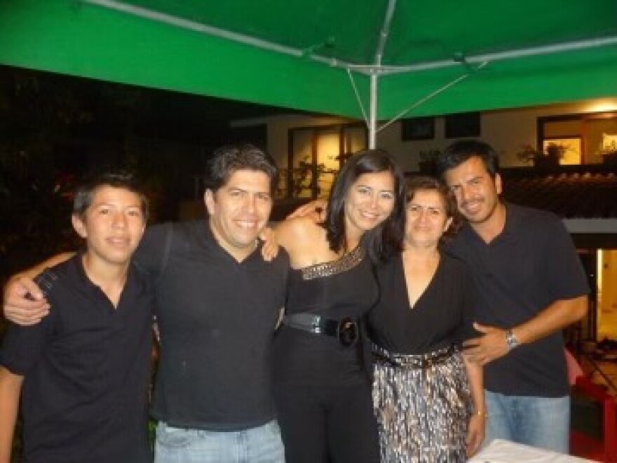 Calvo with her family in El Salvador.