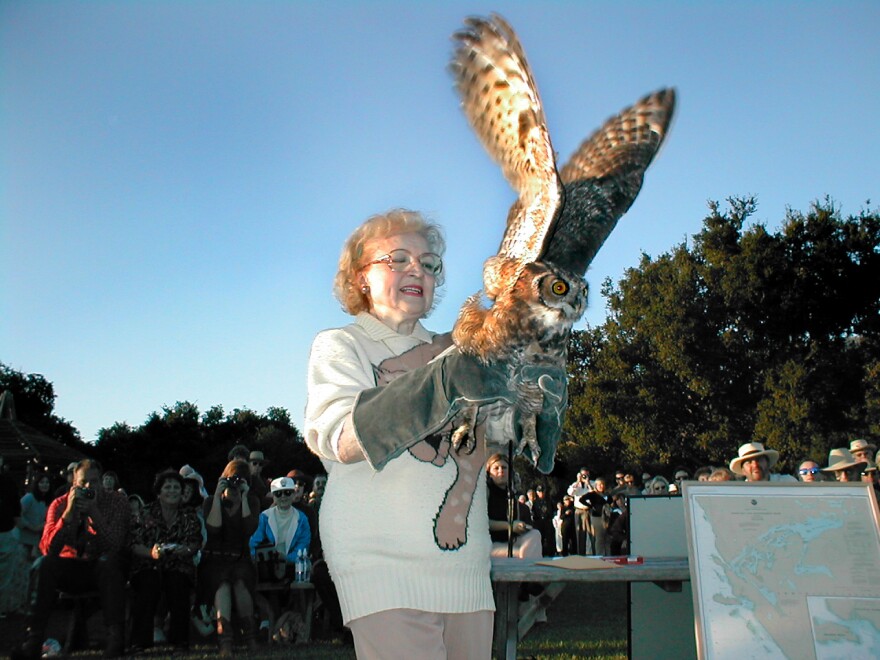 In 2002, Betty White released a great horned owl as part of SPCA Monterey County's "Wild Celebration."