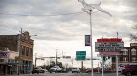 A sign for the Llano library in downtown Llano on Dec. 14, 2021