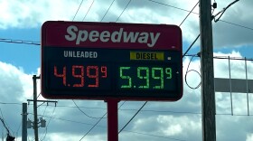A Speedway gas station sign listing the prices for unleaded and diesel gas. Unleaded is 4.99 and diesel is 5.99.
