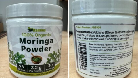 Moringa powder products recalled due to possible salmonella issue.
