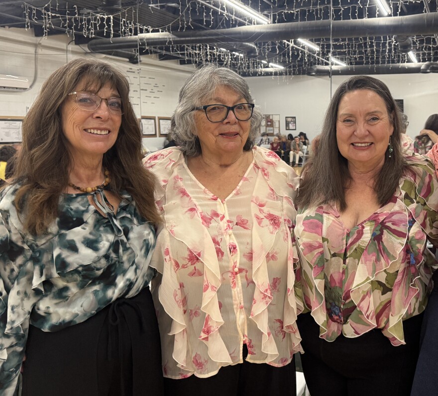 From left: Cheryl Benedickt, her mom Angie Benedickt, and her older sister Carol Earley before their performance in the Ballroom of Reno Summer Showcase 2026 in Reno, Nevada, on June 6.