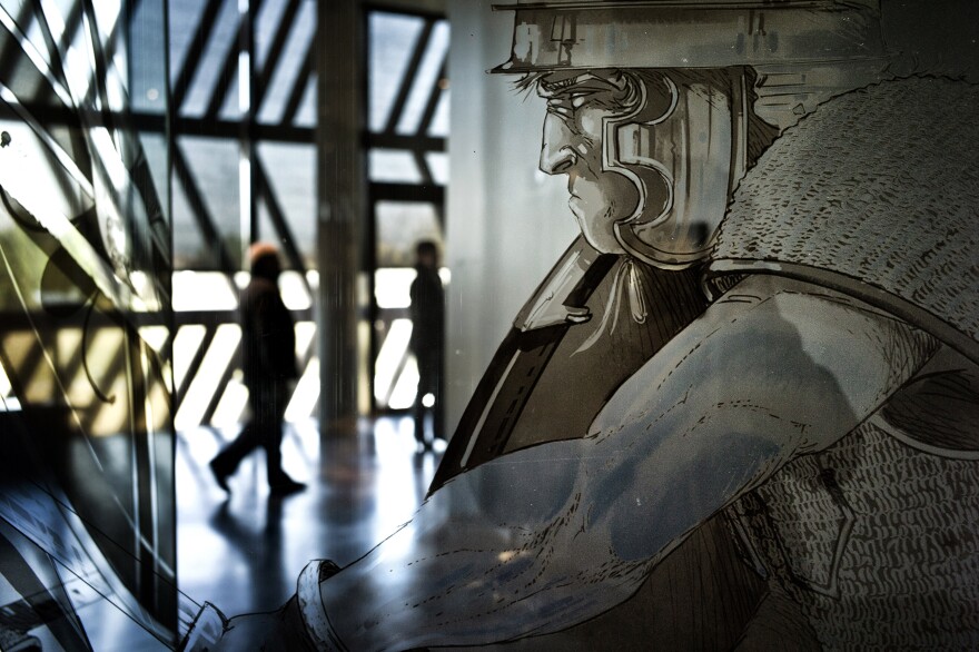 People visit the Alesia MuseoParc dedicated to the Battle of Alesia, on March 14, 2012, in Alise-Sainte-Reine, France.