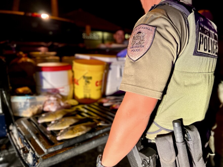 One group of four was contacted at the Kaiolena Drive Beach access where officers inspected the men’s catches and equipment.