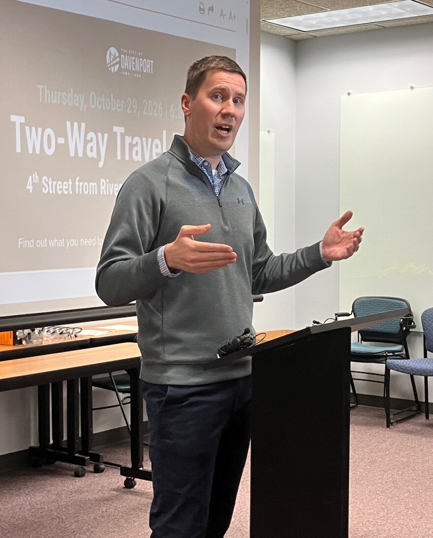 Clay Merritt, Davenport's director of engineering and capital project, speaks at Tuesday's media briefing at the city public works department.