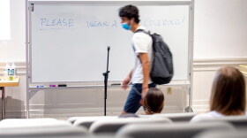 A classroom inside Tulane University's Woldenberg Hall. Masks are mandatory on campus as well as city-wide.