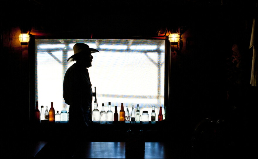 Greg Del Pozzo, 62, a bartender in Old Middlegate Station, a "town" of 19 people — and the only gas station in 112 miles.