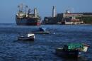 The Asian Katra cargo ship, top left, arrives in Havana Bay in Havana, Cuba, Monday, May 18, 2026. (Ramon Espinosa/AP)