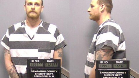 Sean Grayson’s mugshot a year ago after he was returned to Sangamon County from the Macon County Jail in 2025.
