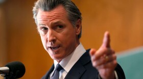 California Gov. Gavin Newsom speaks to union workers and volunteers on election day at the IBEW Local 6 union hall on September 14, 2021 in San Francisco, California. (Justin Sullivan/Getty Images)