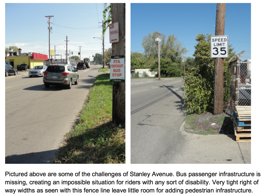 A recent survey by the Miami Valley Regional Planning Commission found Stanley Avenue was “not safe” for people with wheelchairs or strollers. There are few crosswalks or sidewalks available.